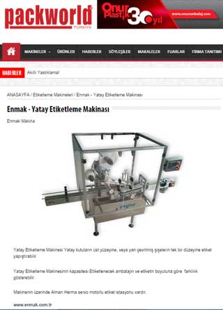 Packworld dergisi Enmak'ın Yatay Etiketleme Makinesi'ni tanıttı